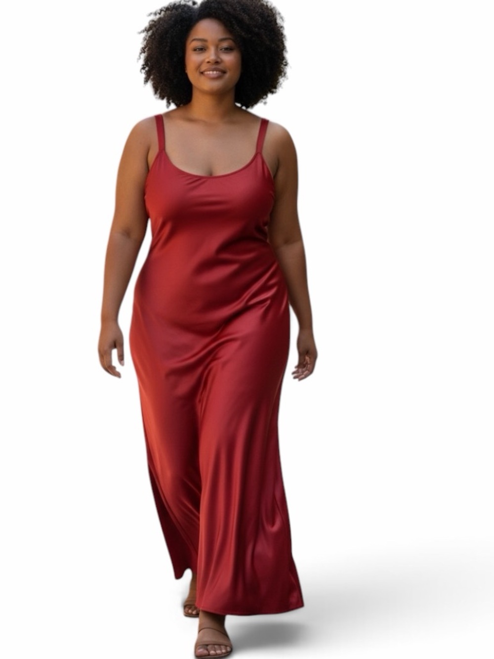 Cabernet Red Satin Full Maxi Slip Dress Night Gown SZ 1X Vamp Whimsigoth Sexy